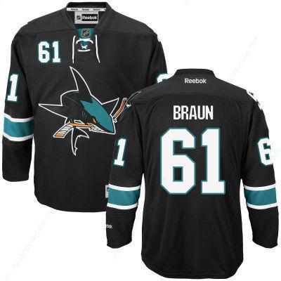 Men’s San Jose Sharks #61 Justin Braun Black Third Hockey Jersey