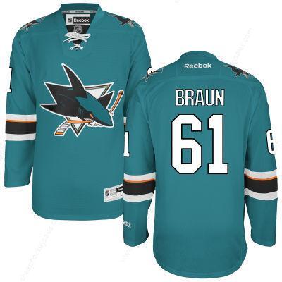 Men’s San Jose Sharks #61 Justin Braun Teal Green Home Jersey