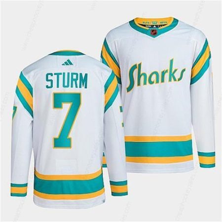 Men’s San Jose Sharks #7 Nico Sturm White 2022 Reverse Retro Stitched Jersey