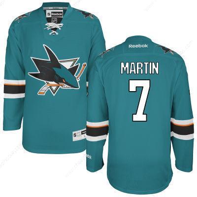 Men’s San Jose Sharks #7 Paul Martin Teal Green Home Jersey