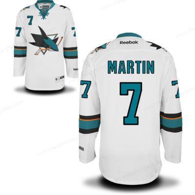 Men’s San Jose Sharks #7 Paul Martin White Away Jersey