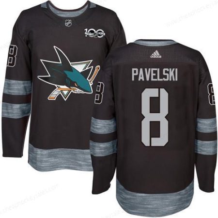 Men’s San Jose Sharks #8 Joe Pavelski Black 100Th Anniversary Stitched NHL 2017 Adidas Hockey Jersey