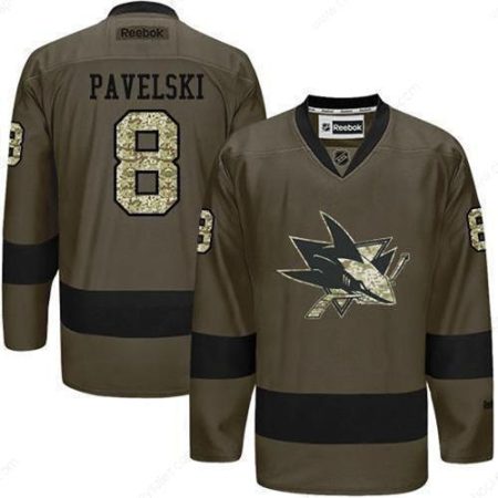 Men’s San Jose Sharks #8 Joe Pavelski Reebok Green Camo Player Jersey