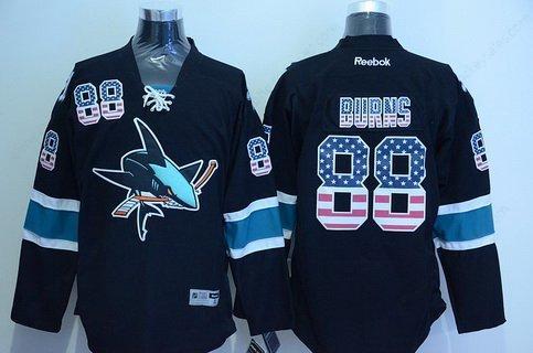 Men’s San Jose Sharks #88 Brent Burns Black Usa Flag Hockey Jersey