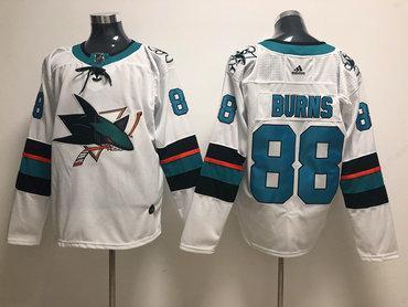 Men’s San Jose Sharks #88 Brent Burns White Adidas Jersey