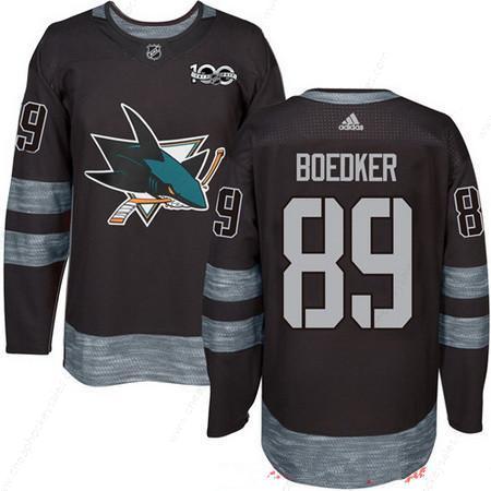 Men’s San Jose Sharks #89 Mikkel Boedker Black 100Th Anniversary Stitched NHL 2017 Adidas Hockey Jersey