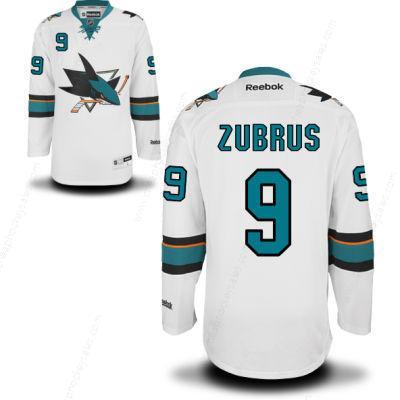 Men’s San Jose Sharks #9 Dainius Zubrus White Away Hockey Jersey