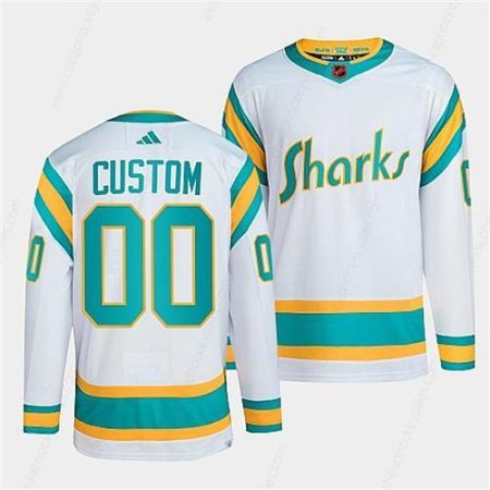 Men’s San Jose Sharks Custom White 2022 Reverse Retro Stitched Jersey