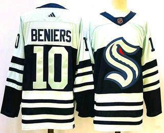 Men’s Seattle Kraken #10 Matty Beniers Blue 2022 Reverse Retro Stitched Jersey