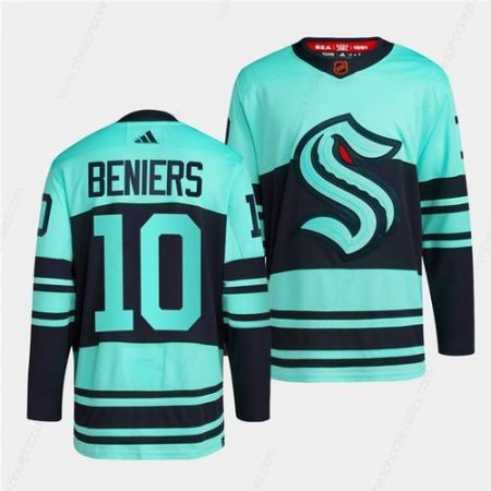 Men’s Seattle Kraken #10 Matty Beniers Ice Blue 2022-23 Reverse Retro Stitched Jersey