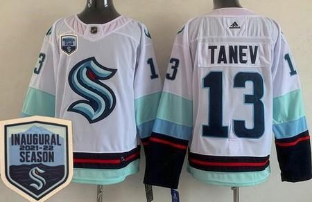 Men’s Seattle Kraken #13 Brandon Tanev White 2021-22 Season Inaugural Authentic Jersey