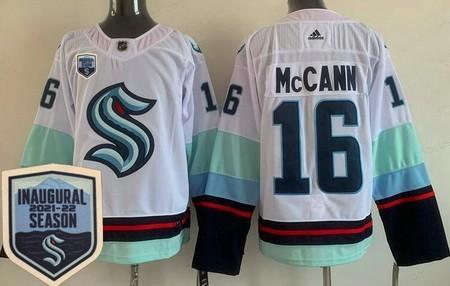 Men’s Seattle Kraken #16 Jared Mccann White 2021-22 Season Inaugural Authentic Jersey