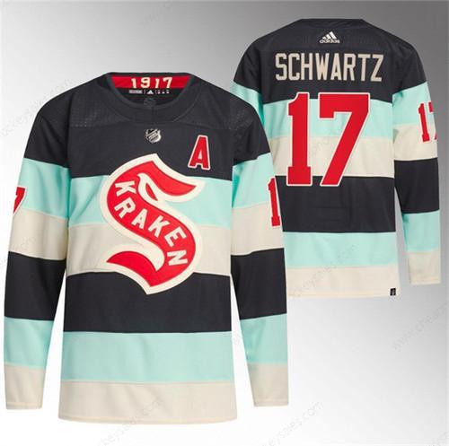 Men’s Seattle Kraken #17 Jaden Schwartz Deep Sea Blue 2024 Winter Classic Primegreen Stitched Jersey