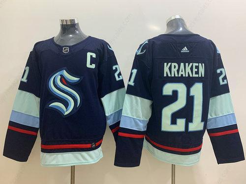 Men’s Seattle Kraken #21 Kraken Navy Blue Stitched Adidas NHL Jersey