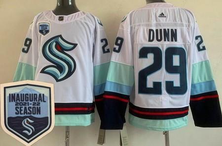 Men’s Seattle Kraken #29 Vince Dunn White 2021-22 Season Inaugural Authentic Jersey