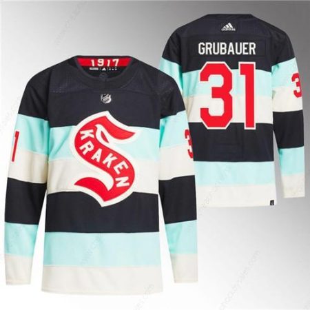 Men’s Seattle Kraken #31 Philipp Grubauer Deep Sea Blue 2024 Winter Classic Primegreen Stitched Jersey