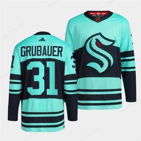 Men’s Seattle Kraken #31 Philipp Grubauer Ice Blue 2022-23 Reverse Retro Stitched Jersey