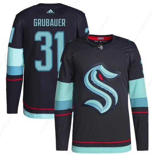 Men’s Seattle Kraken #31 Philipp Grubauer Navy Home Stitched Jersey