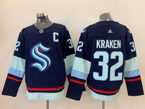 Men’s Seattle Kraken #32 Kraken Navy Blue Stitched Adidas NHL Jersey