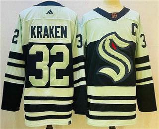 Men’s Seattle Kraken #32 Kraken White 2022 Reverse Retro Stitched Jersey