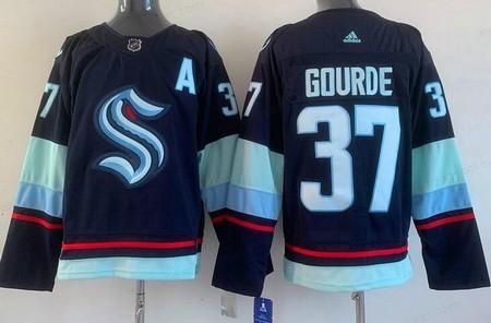 Men’s Seattle Kraken #37 Yanni Gourde Navy Authentic Jersey