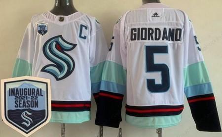 Men’s Seattle Kraken #5 Mark Giordano White 2021-22 Season Inaugural Authentic Jersey