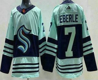 Men’s Seattle Kraken #7 Jordan Eberle Light Green 2022 Reverse Retro Authentic Jersey