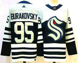 Men’s Seattle Kraken #95 Andre Burakovsky Blue 2022 Reverse Retro Stitched Jersey