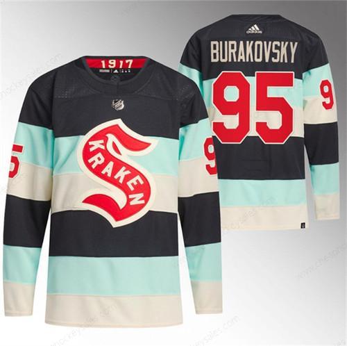 Men’s Seattle Kraken #95 Andre Burakovsky Deep Sea Blue 2024 Winter Classic Primegreen Stitched Jersey