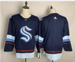 Men’s Seattle Kraken Blank Navy Blue Stitched Adidas NHL Jersey