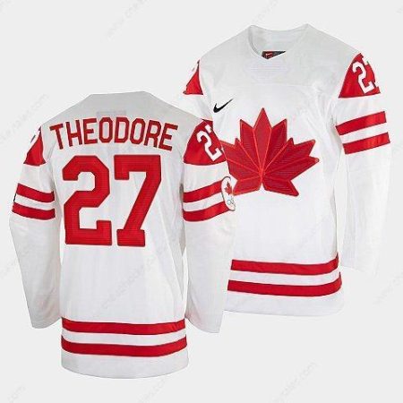 Men’s Shea Theodore Canada Hockey White 2022 Beijing Winter #27 Olympic Home Jersey