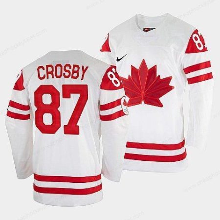 Men’s Sidney Crosby Canada Hockey White 2022 Beijing Winter Olympic Home #87 Rrplica Jersey