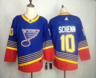 Men’s St. Louis Blues #10 Brayden Schenn Blue Adidas Stitched NHL Throwback Jersey