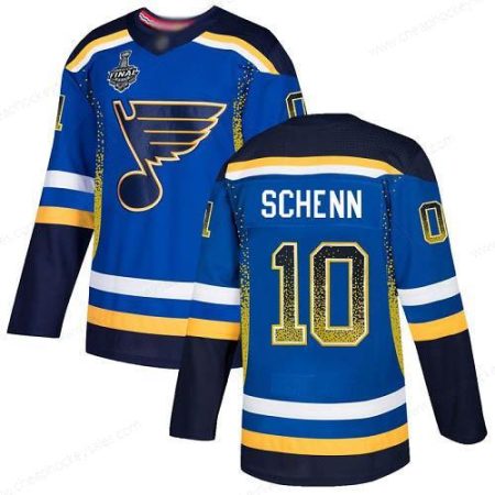 Men’s St. Louis Blues #10 Brayden Schenn Blue Home Authentic Drift Fashion 2019 Stanley Cup Final Bound Stitched Hockey Jersey