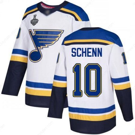 Men’s St. Louis Blues #10 Brayden Schenn White Road Authentic 2019 Stanley Cup Final Bound Stitched Hockey Jersey