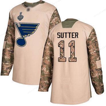 Men’s St. Louis Blues #11 Brian Sutter Camo Authentic 2017 Veterans Day 2019 Stanley Cup Final Bound Stitched Hockey Jersey