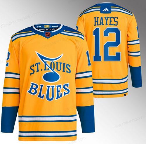 Men’s St. Louis Blues #12 Kevin Hayes Yellow 2022-23 Reverse Retro Stitched Jersey