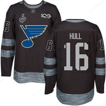 Men’s St. Louis Blues #16 Brett Hull Black 1917-2017 100Th Anniversary 2019 Stanley Cup Final Bound Stitched Hockey Jersey