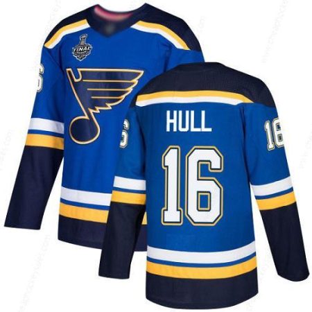 Men’s St. Louis Blues #16 Brett Hull Blue Home Authentic 2019 Stanley Cup Final Bound Stitched Hockey Jersey