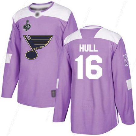 Men’s St. Louis Blues #16 Brett Hull Purple Authentic Fights Cancer 2019 Stanley Cup Final Bound Stitched Hockey Jersey