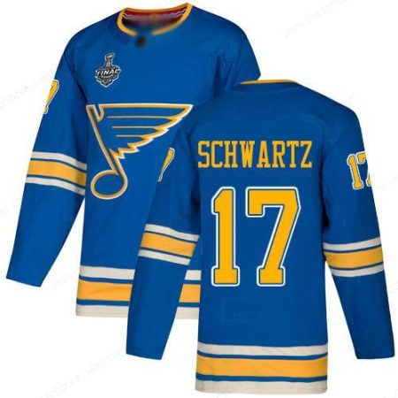 Men’s St. Louis Blues #17 Jaden Schwartz Blue Alternate Authentic 2019 Stanley Cup Final Bound Stitched Hockey Jersey