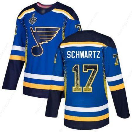 Men’s St. Louis Blues #17 Jaden Schwartz Blue Home Authentic Drift Fashion 2019 Stanley Cup Final Bound Stitched Hockey Jersey