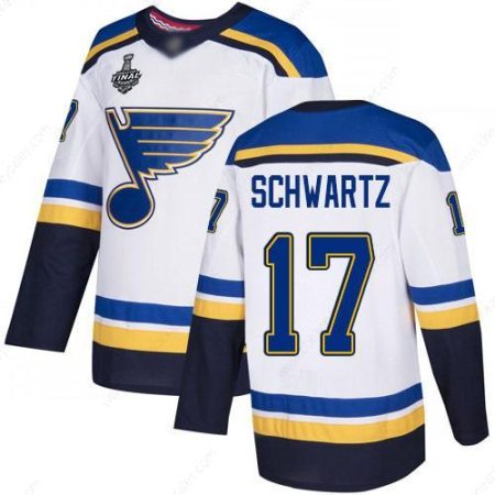 Men’s St. Louis Blues #17 Jaden Schwartz White Road Authentic 2019 Stanley Cup Final Bound Stitched Hockey Jersey