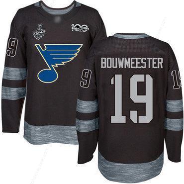 Men’s St. Louis Blues #19 Jay Bouwmeester Black 1917-2017 100Th Anniversary 2019 Stanley Cup Final Bound Stitched Hockey Jersey