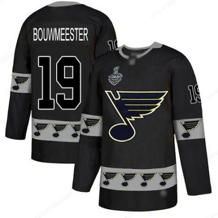 Men’s St. Louis Blues #19 Jay Bouwmeester Black Authentic Team Logo Fashion 2019 Stanley Cup Final Bound Stitched Hockey Jersey