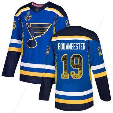 Men’s St. Louis Blues #19 Jay Bouwmeester Blue Home Authentic Drift Fashion 2019 Stanley Cup Final Bound Stitched Hockey Jersey