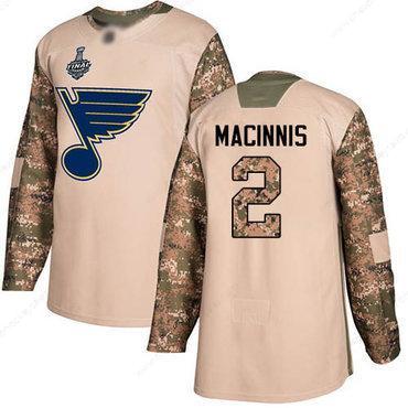 Men’s St. Louis Blues #2 Al Macinnis Camo Authentic 2017 Veterans Day 2019 Stanley Cup Final Bound Stitched Hockey Jersey