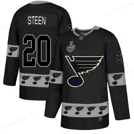 Men’s St. Louis Blues #20 Alexander Steen Black Authentic Team Logo Fashion 2019 Stanley Cup Final Bound Stitched Hockey Jersey