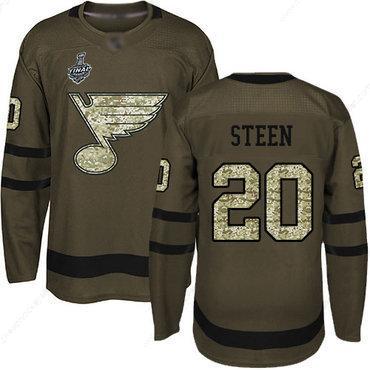 Men’s St. Louis Blues #20 Alexander Steen Green Salute To Service 2019 Stanley Cup Final Bound Stitched Hockey Jersey