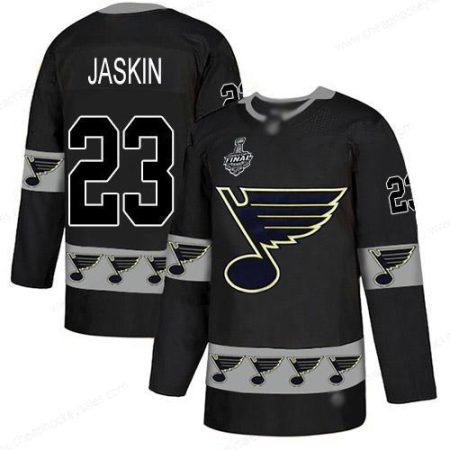 Men’s St. Louis Blues #23 Dmitrij Jaskin Black Authentic Team Logo Fashion 2019 Stanley Cup Final Bound Stitched Hockey Jersey